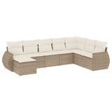 Salon de jardin avec coussins 8 pcs beige résine tressée