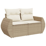 Garden furniture set with cushions 6 pcs beige woven resin