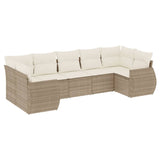 Salon de jardin avec coussins 7 pcs beige résine tressée