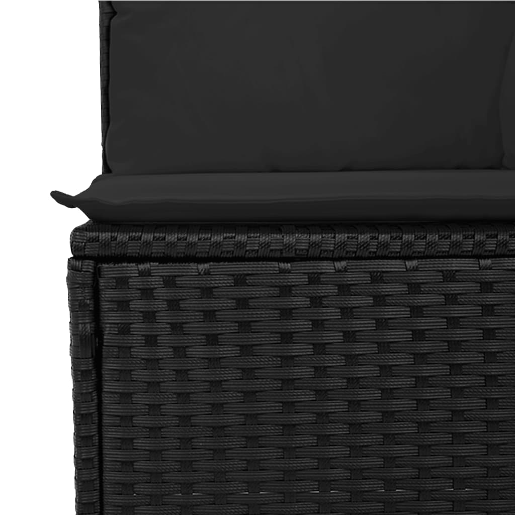 9-piece garden furniture set with black resin wicker cushions