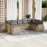 Salon de jardin avec coussins 9 pcs beige résine tressée