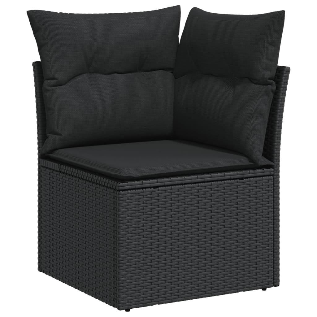 9-piece garden furniture set with black resin wicker cushions