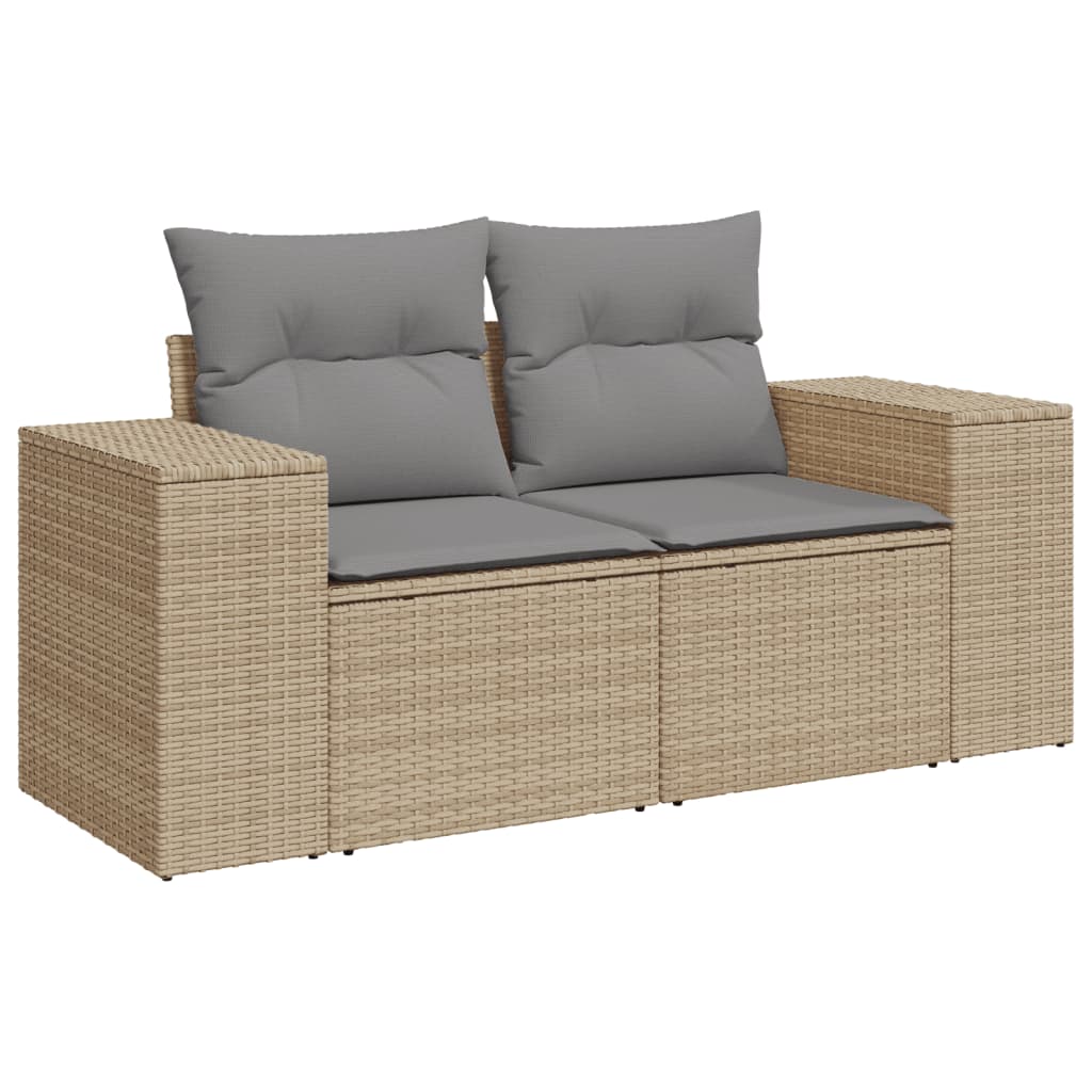 Salon de jardin avec coussins 3 pcs beige résine tressée