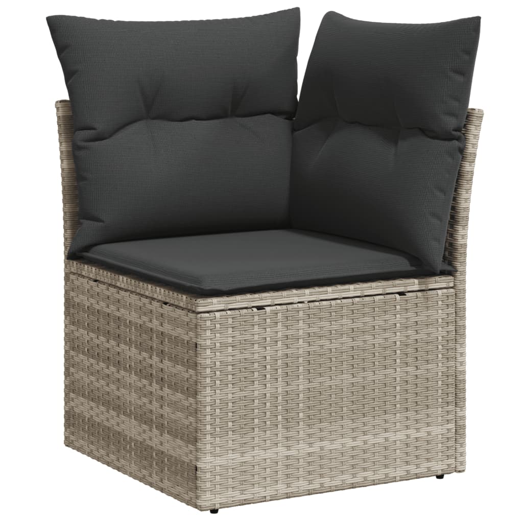 Salon de jardin avec coussins 3 pcs gris clair résine tressée