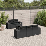 Salon de jardin 6 pcs avec coussins noir résine tressée