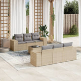 Salon de jardin avec coussins 7 pcs beige résine tressée