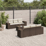 Salon de jardin avec coussins 7 pcs marron résine tressée