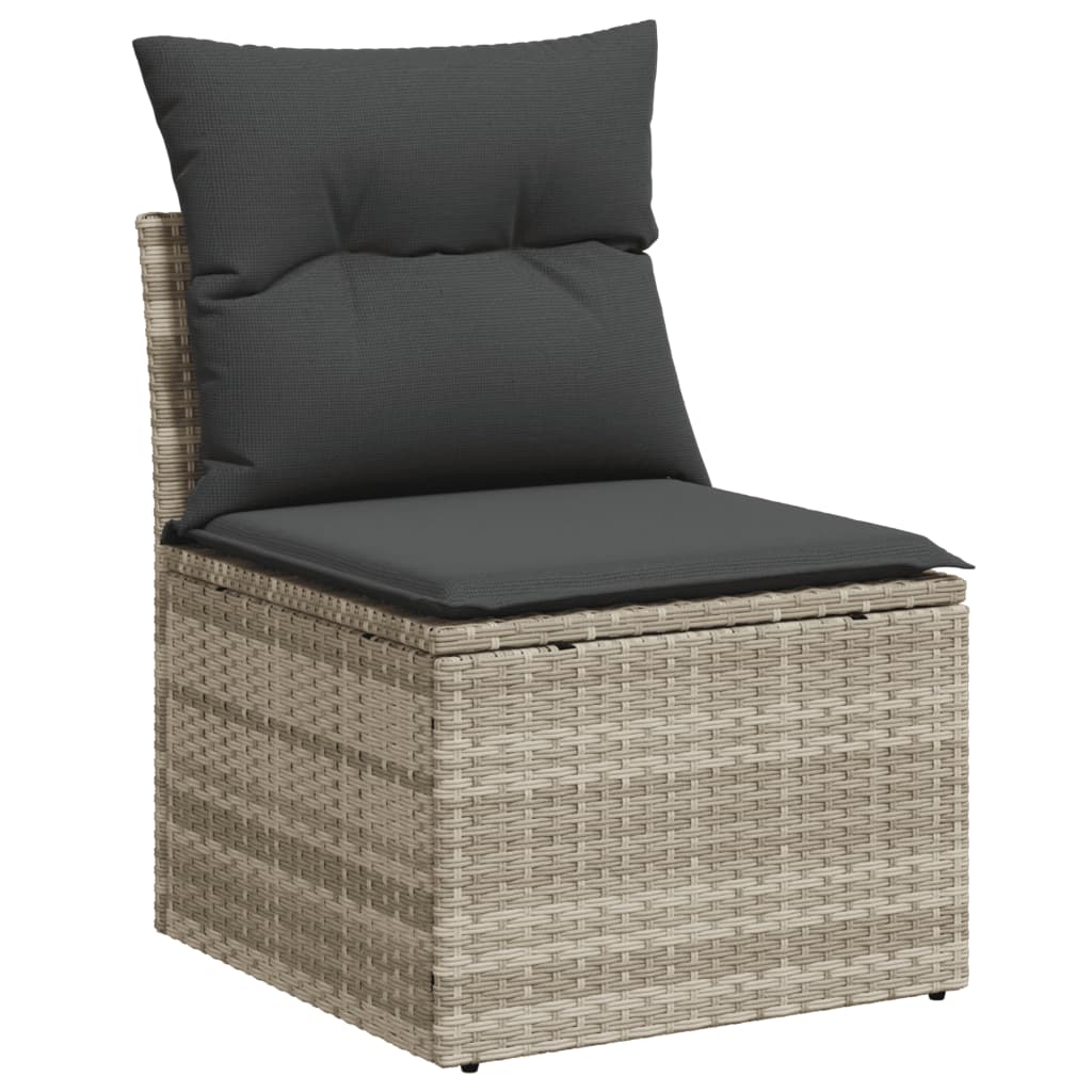 Salon de jardin avec coussins 7 pcs gris clair résine tressée