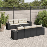 9-piece garden furniture set with black resin wicker cushions