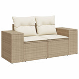 Garden furniture set with cushions 9 pcs beige woven resin