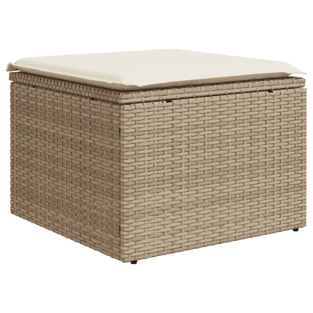 Salon de jardin avec coussins 4 pcs beige résine tressée