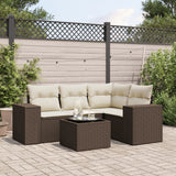 Salon de jardin avec coussins 5 pcs marron résine tressée