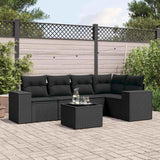 Salon de jardin 6 pcs avec coussins noir résine tressée