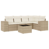 Garden furniture set with cushions 6 pcs beige woven resin