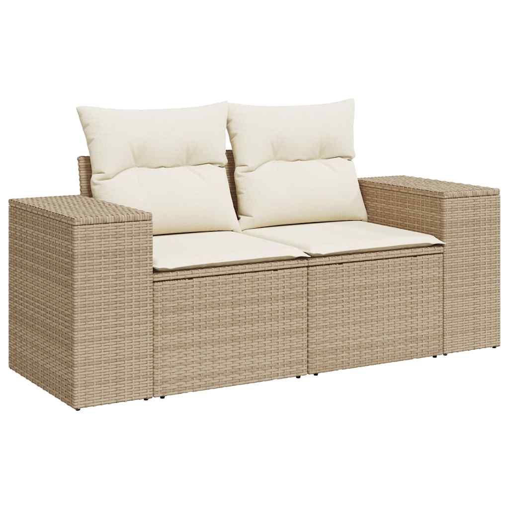 Garden furniture set with cushions 6 pcs beige woven resin