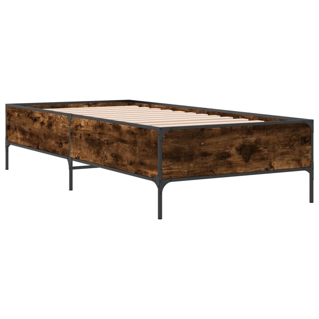 Bed frame without mattress smoked oak 100x200 cm