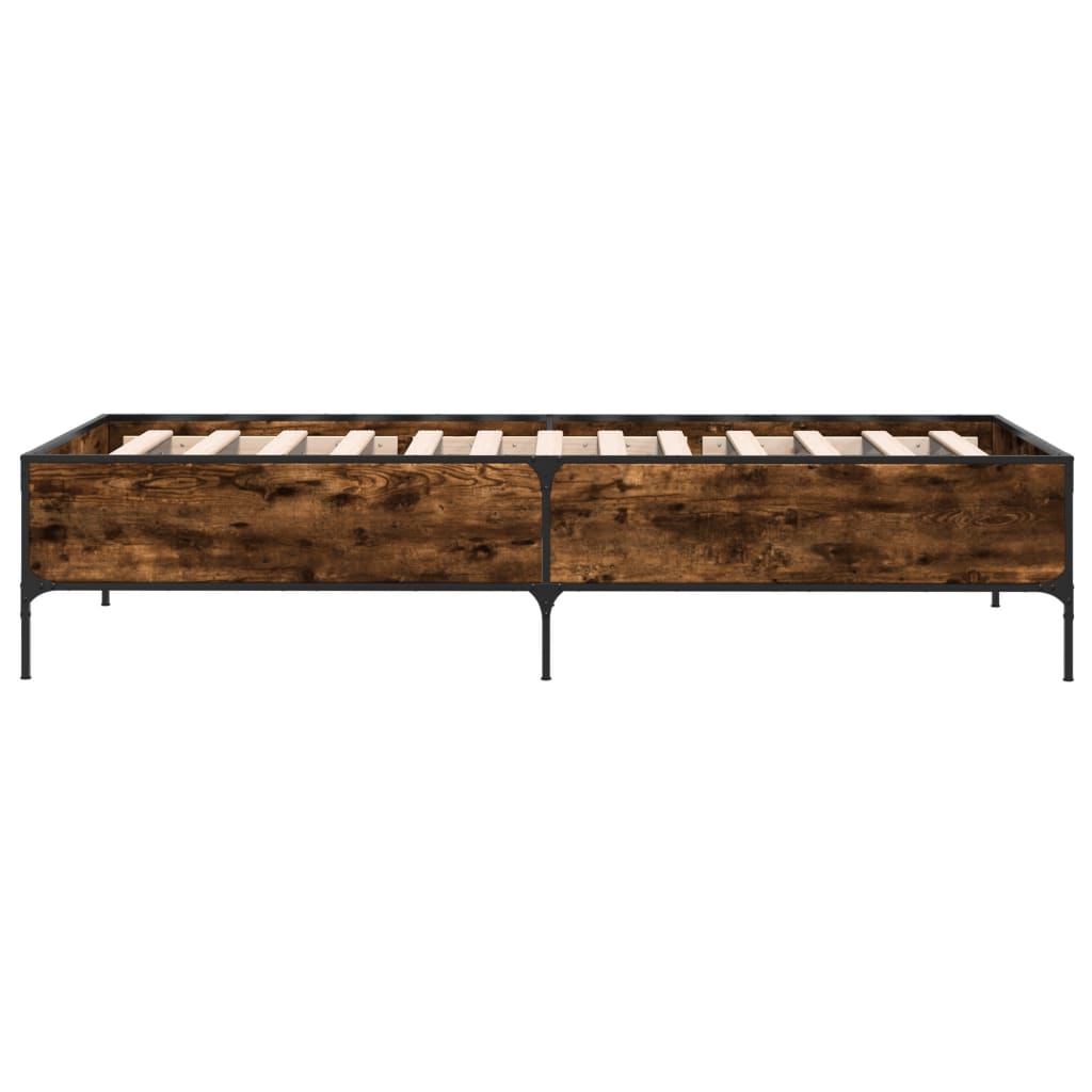 Bed frame without mattress smoked oak 100x200 cm