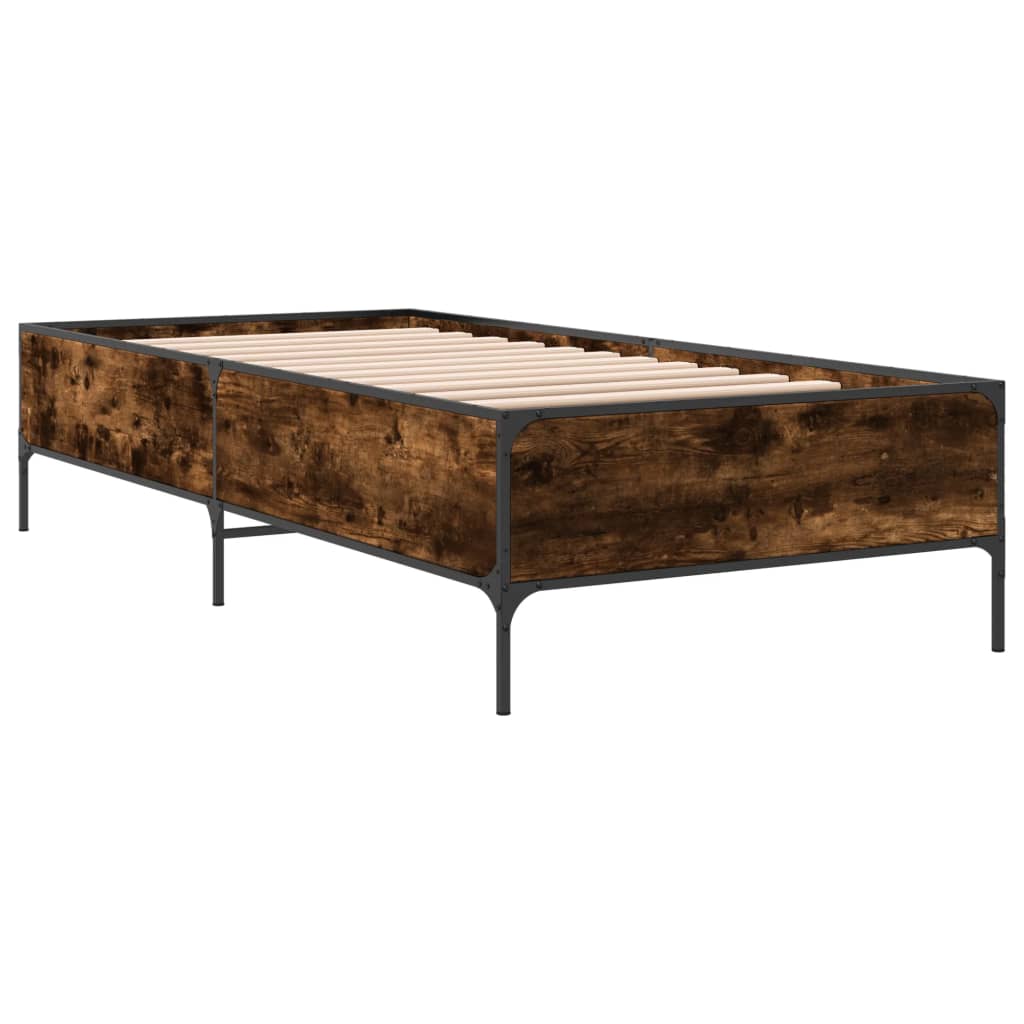 Bed frame without mattress smoked oak 100x200 cm