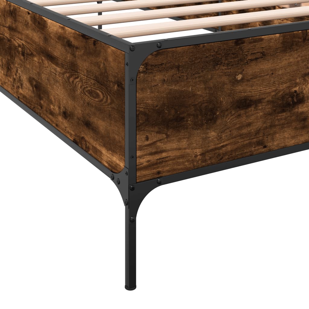 Bed frame without mattress smoked oak 100x200 cm