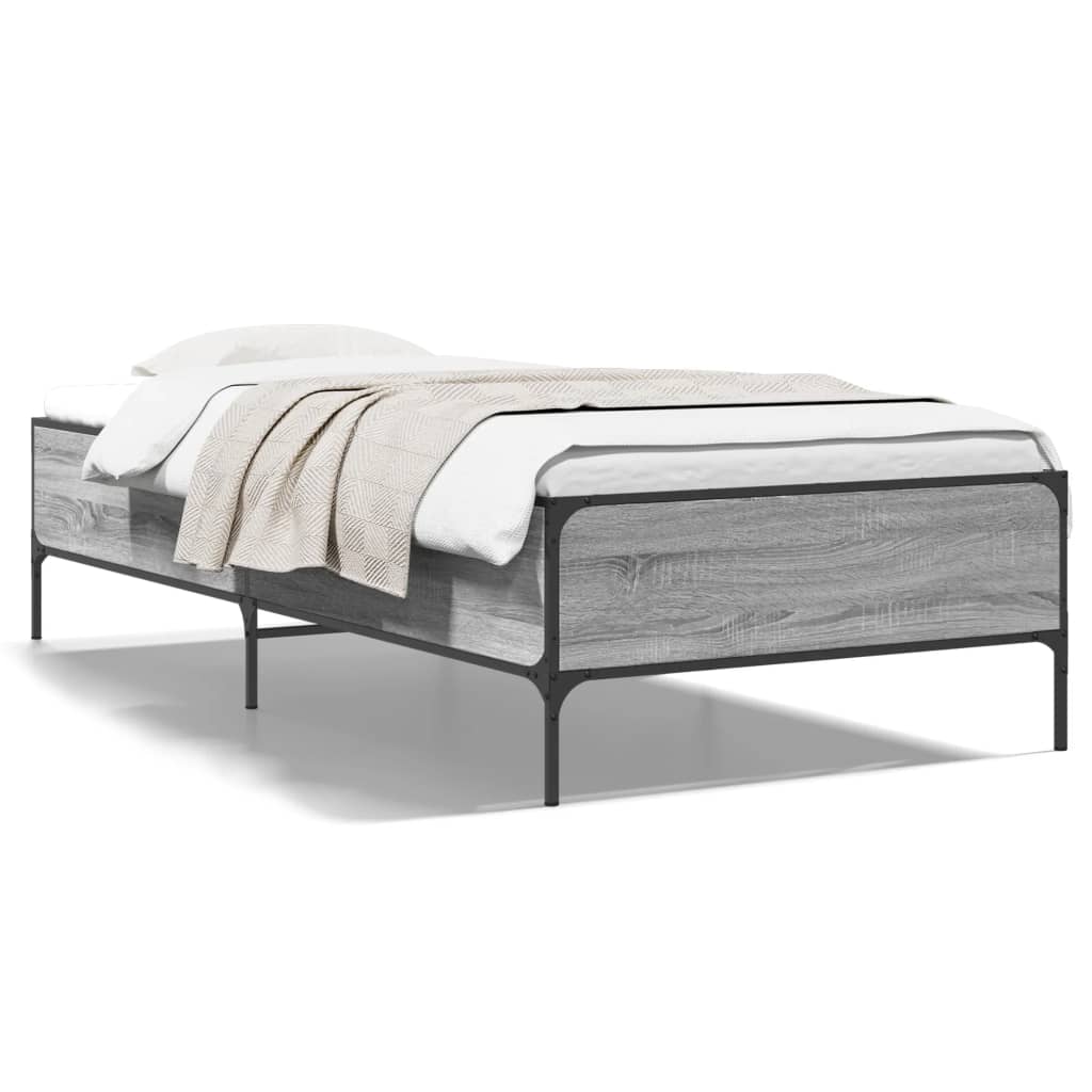 Bed frame without mattress sonoma gray 100x200 cm