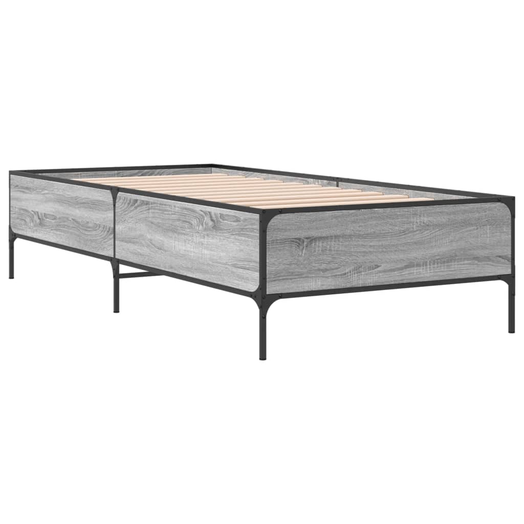 Bed frame without mattress sonoma gray 100x200 cm