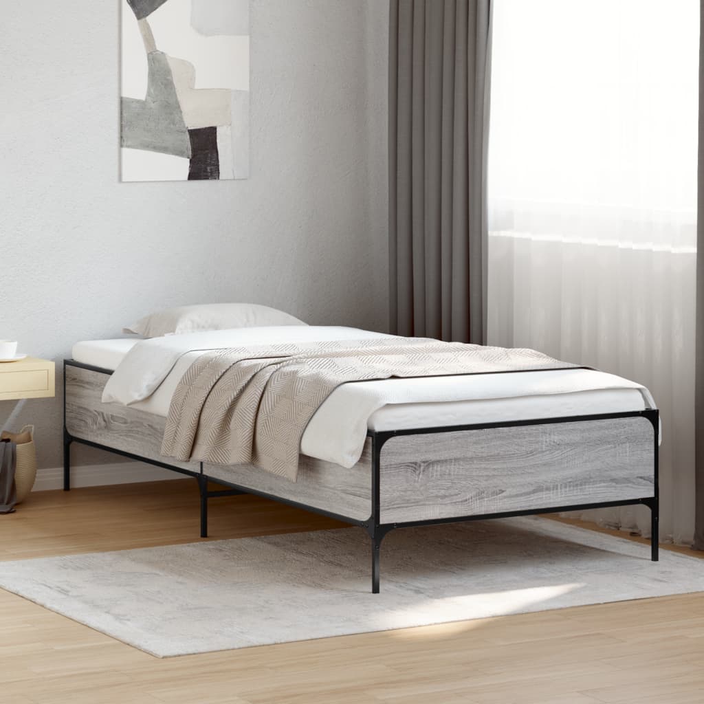 Bed frame without mattress sonoma gray 100x200 cm