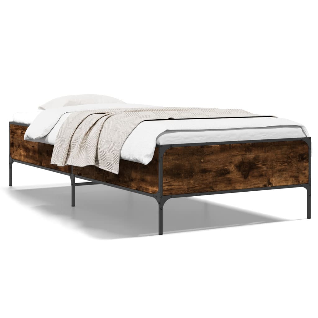 Cadre de lit sans matelas chêne fumé 75x190 cm