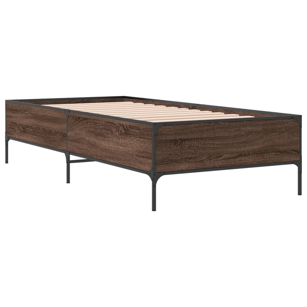 Cadre de lit sans matelas chêne marron 75x190 cm