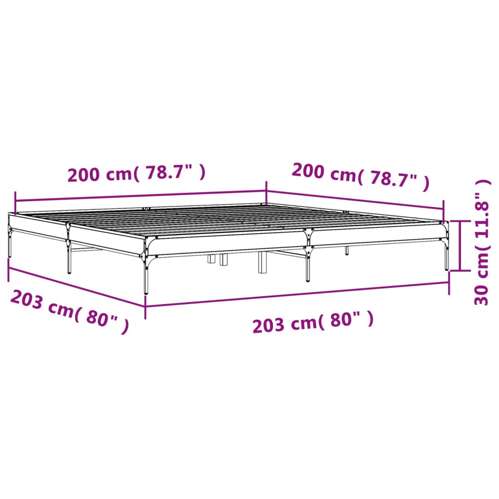 Bettgestell ohne Matratze Sonoma-Eiche 200x200 cm