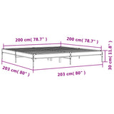 Bettgestell ohne Matratze Räuchereiche 200x200 cm