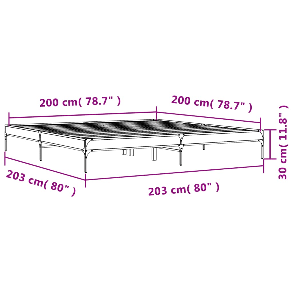 Cadre de lit sans matelas sonoma gris 200x200 cm