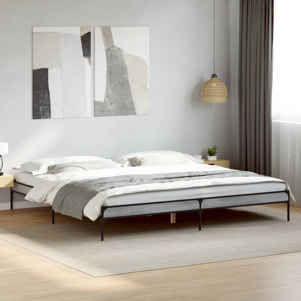 Cadre de lit sans matelas sonoma gris 200x200 cm