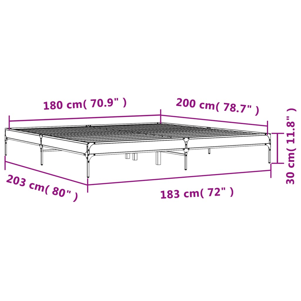 Cadre de lit sans matelas noir 180x200 cm