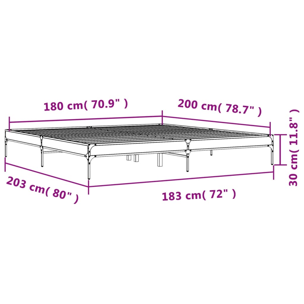 Cadre de lit sans matelas sonoma gris 180x200 cm