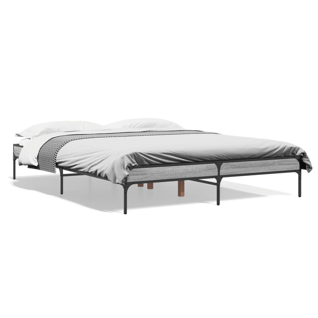 Bed frame without mattress sonoma gray 160x200 cm