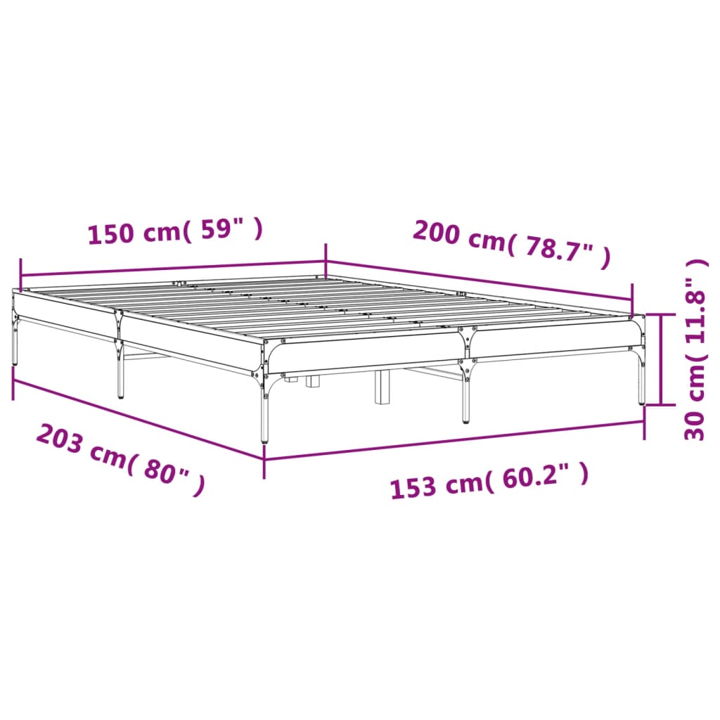 Bed frame without mattress black 150x200 cm