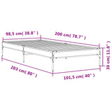 Bettgestell ohne Matratze Sonomagrau 100x200 cm