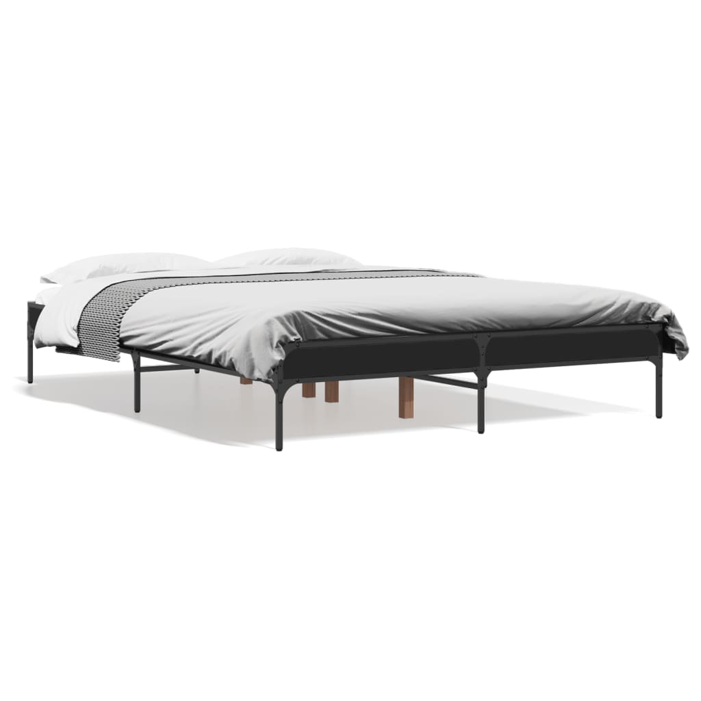 Cadre de lit sans matelas noir 135x190 cm