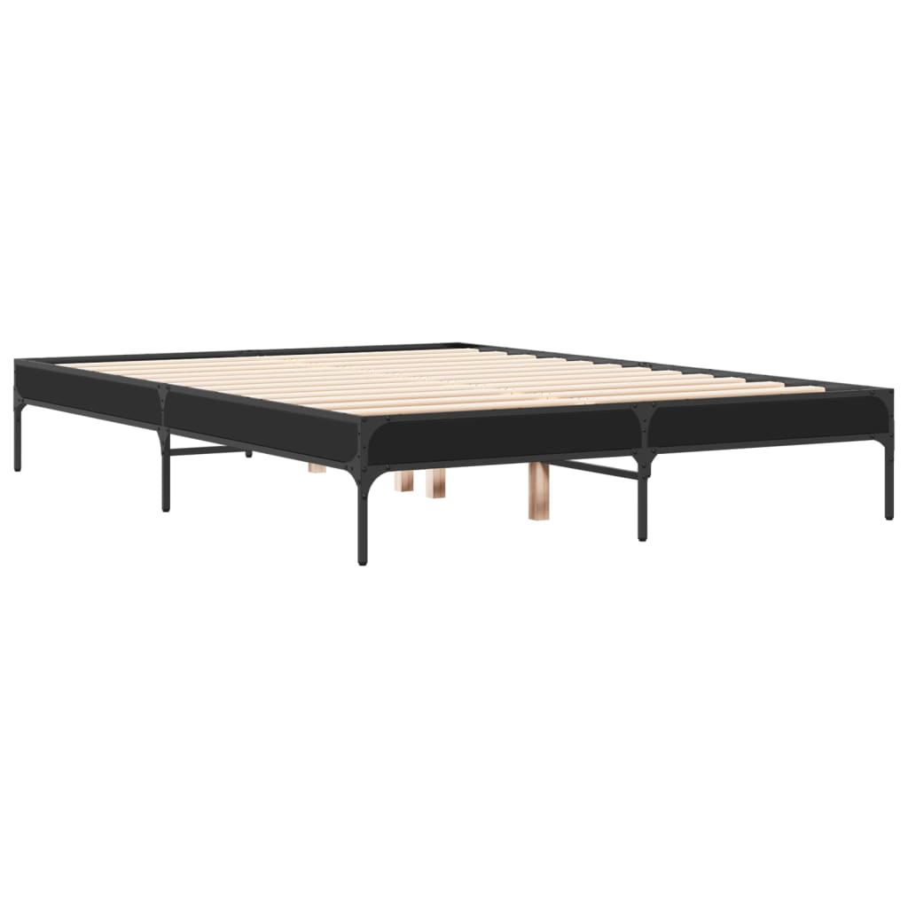 Cadre de lit sans matelas noir 135x190 cm