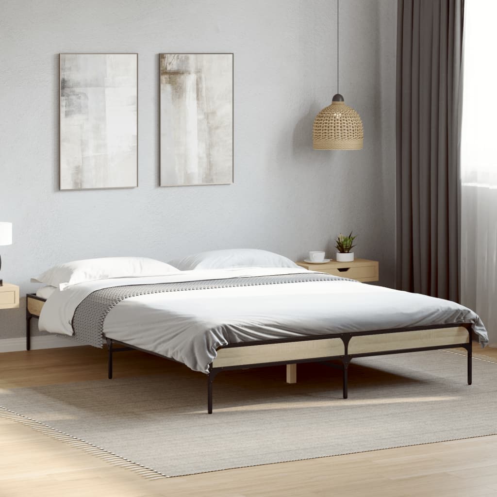 Cadre de lit sans matelas chêne sonoma 135x190 cm