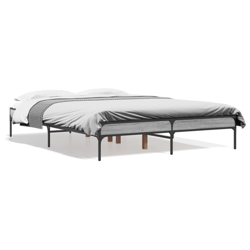 Cadre de lit sans matelas sonoma gris 135x190 cm