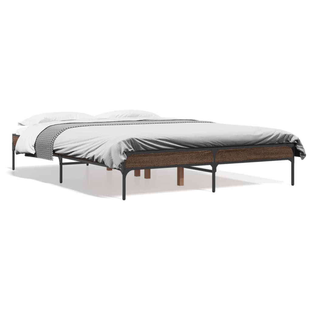 Cadre de lit sans matelas chêne marron 135x190 cm