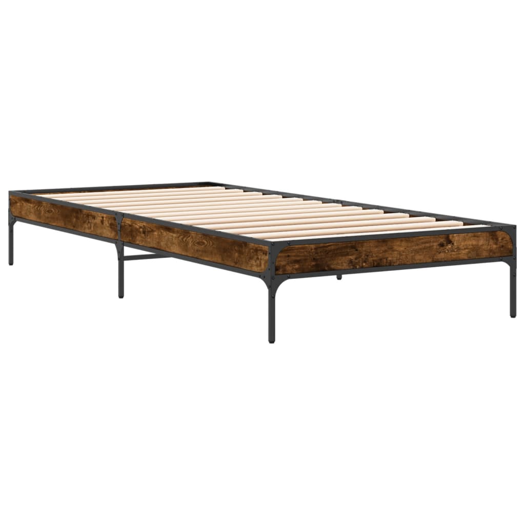 Cadre de lit sans matelas chêne fumé 90x190 cm