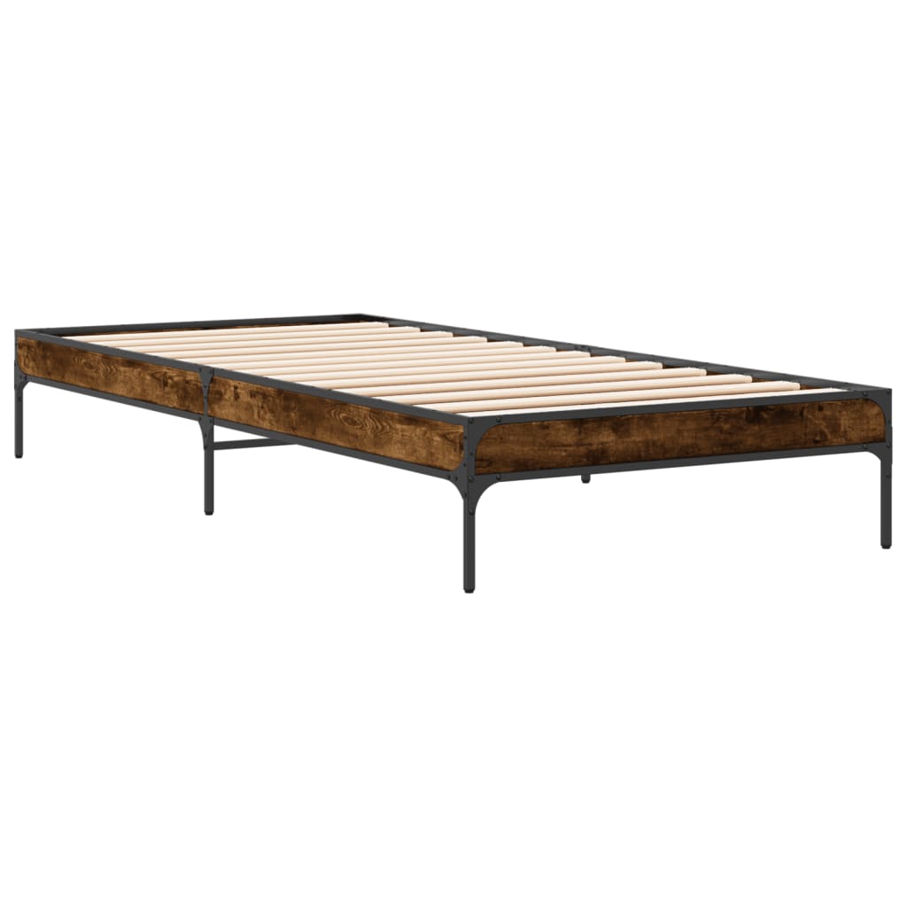 Cadre de lit sans matelas chêne fumé 90x190 cm