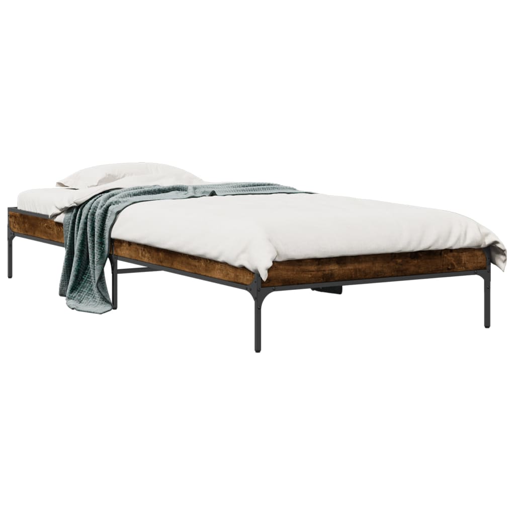 Cadre de lit sans matelas chêne fumé 75x190 cm