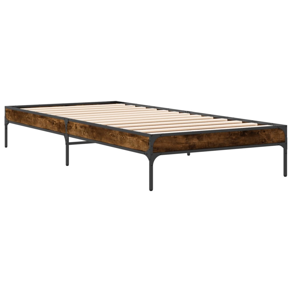 Cadre de lit sans matelas chêne fumé 75x190 cm