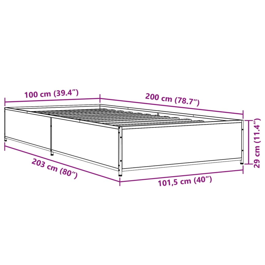 Cadre de lit sans matelas noir 100x200 cm