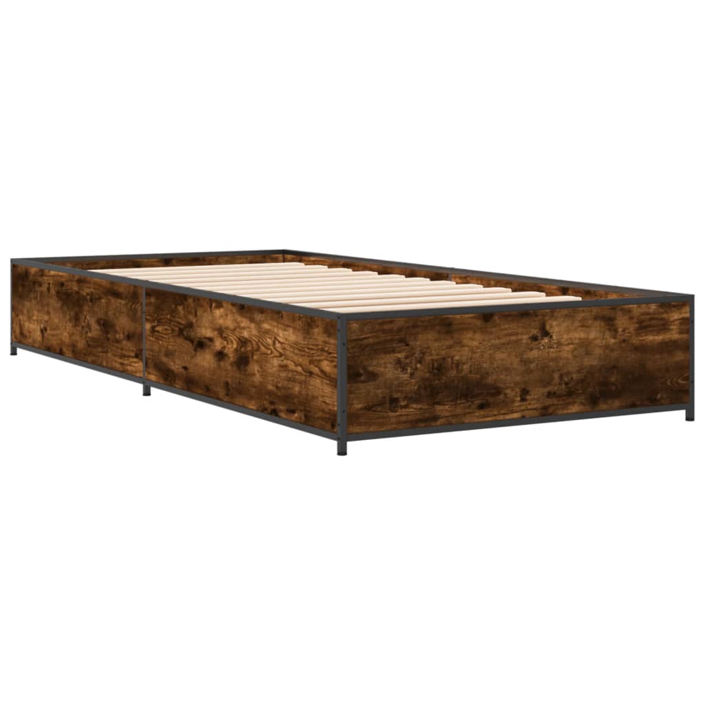 Cadre de lit sans matelas chêne fumé 90x190 cm