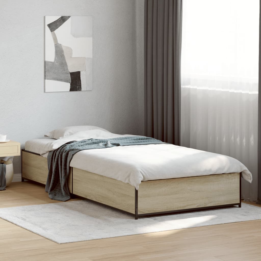 Cadre de lit sans matelas chêne sonoma 75x190 cm