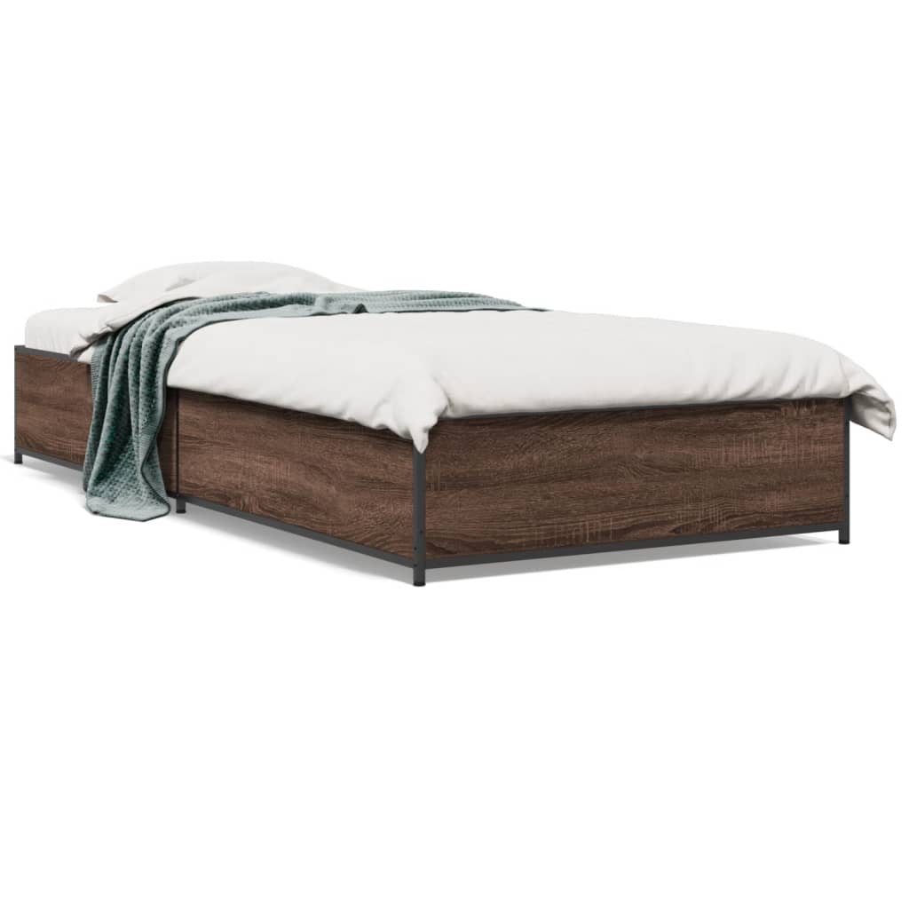 Bed frame without mattress brown oak 75x190 cm